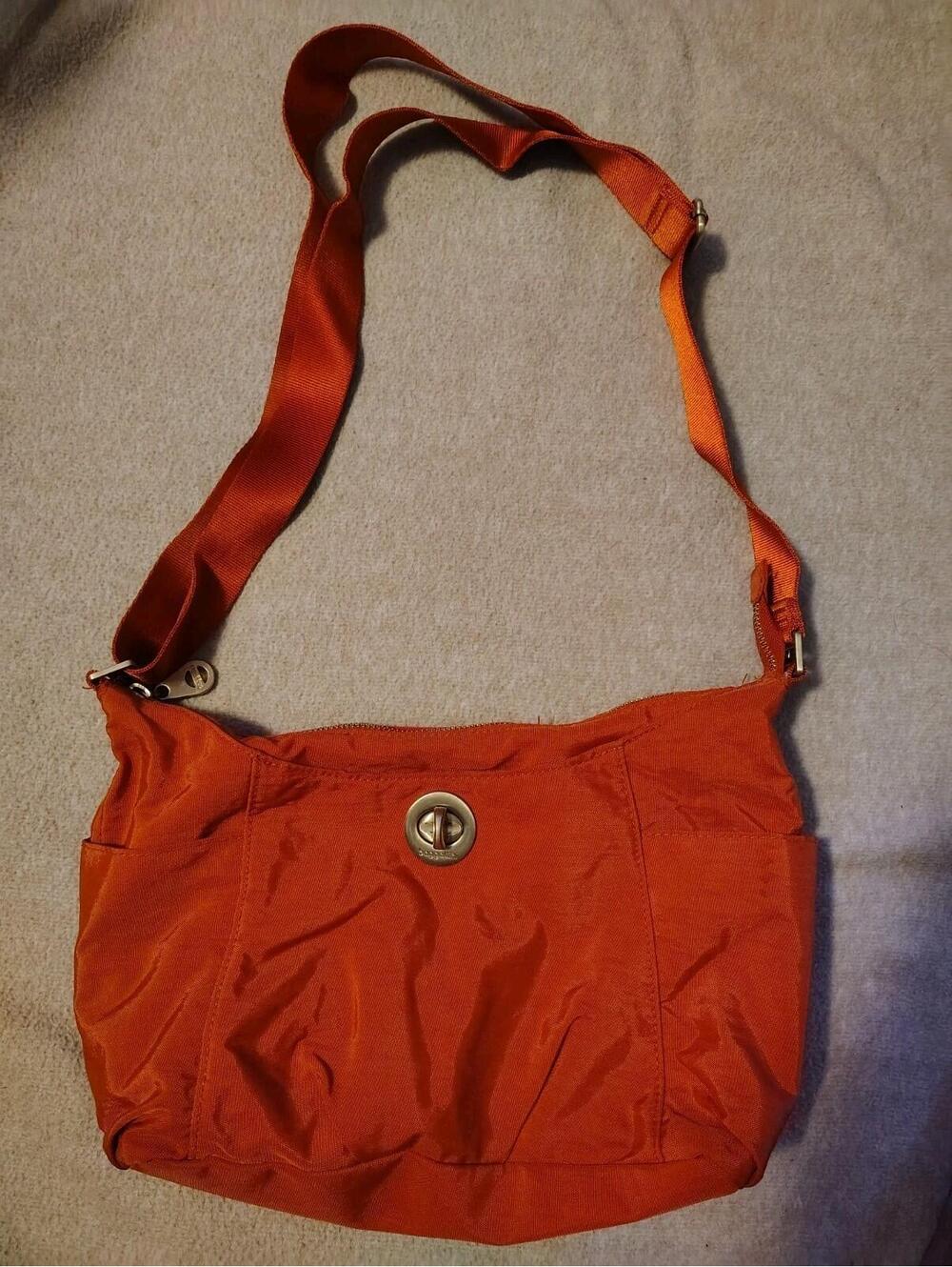 Baggallini Toronto Zip Crossbody Burbt Orange Nylon Bag 9x6.5